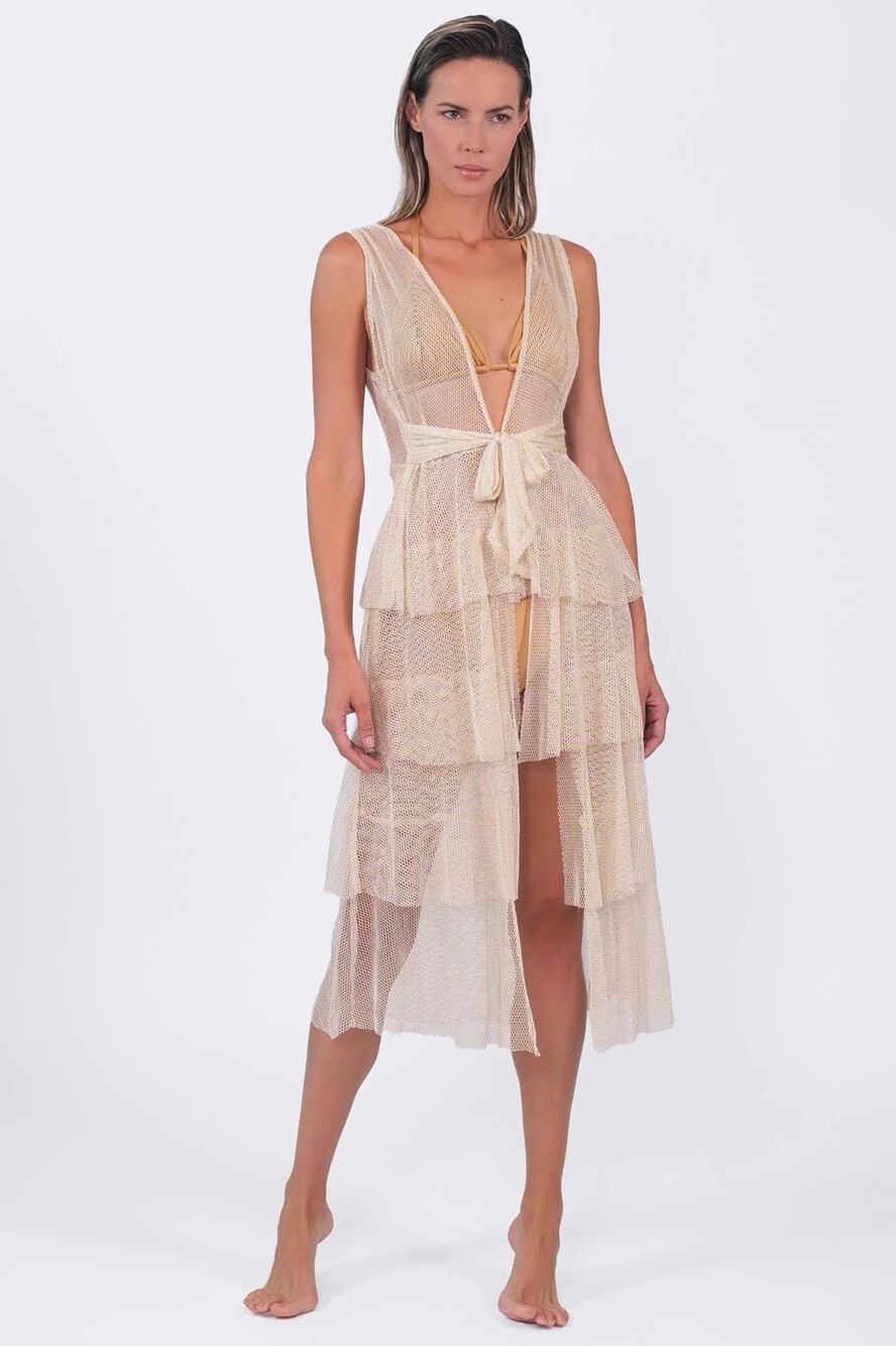 Acqua De Luxe Beachwear Buzios Shimmer Dress Coverup OS